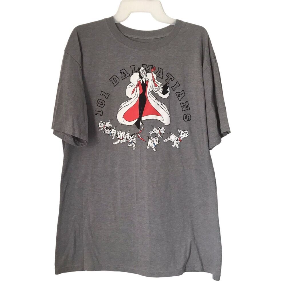 Disney Womens Top Size 7-9 Heather Grey Graphic Cruella 101 Dalmatians T-Shirt